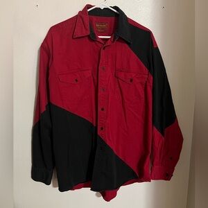 RUSTLER By Wrangler Vintage Color Block Western Button Down Red Black Men's Sz L